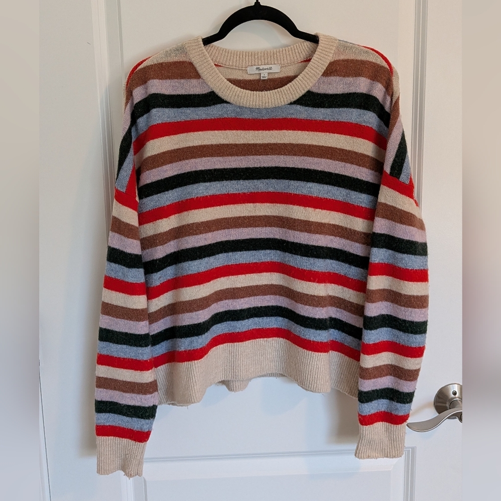 Madewell Colorful Striped Crew Neck Sweater